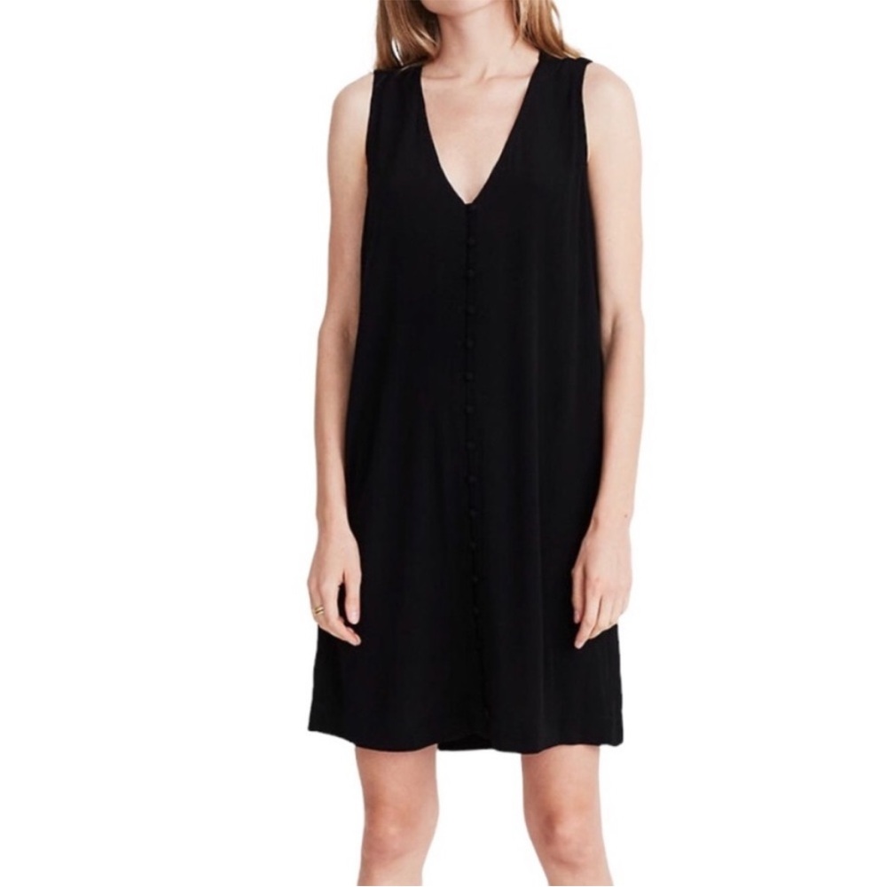 Madewell Black Heather Button Tank Dress Size Large